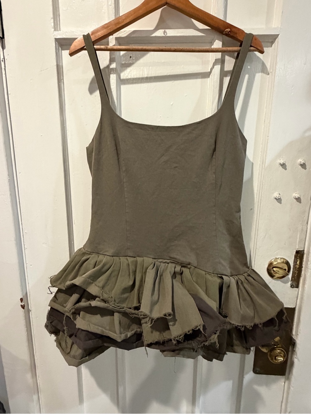 Zara Olive Green Ruffle Hem Camisole